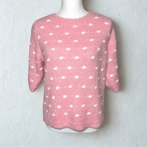 NWT Vero Moda Blush Pink Fall Knit Sweater with White Dots Women Medium
